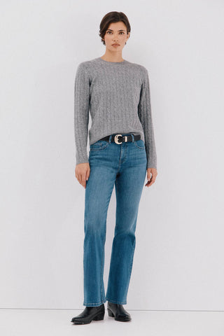 Jeans Acampanado Talle Medio con Bolsillos