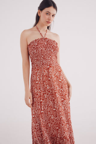 Vestido de Tirantes con Estampado Tropical