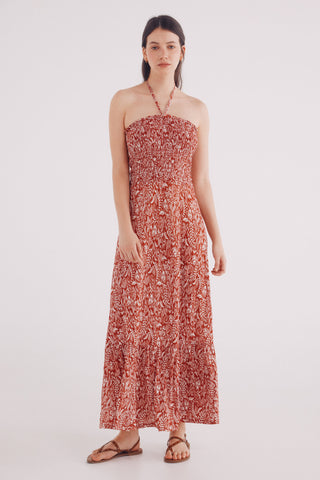 Vestido de Tirantes con Estampado Tropical