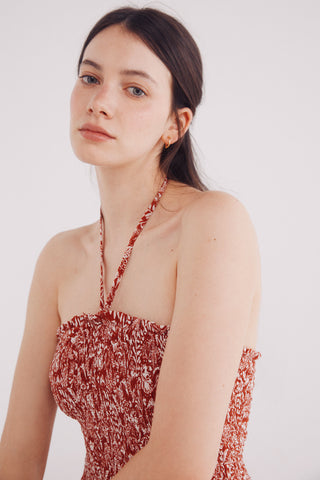 Vestido de Tirantes con Estampado Tropical