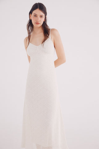 Vestido Midi con Tejido de Crochet