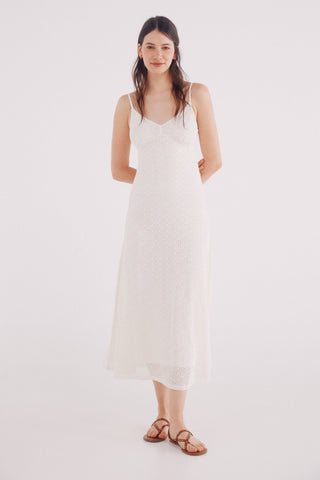 Vestido Midi con Tejido de Crochet