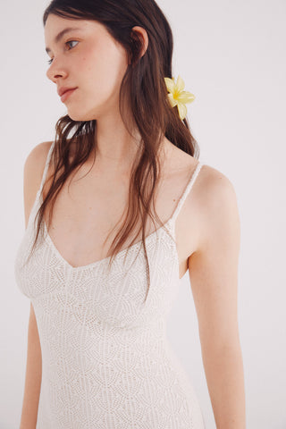 Vestido Midi con Tejido de Crochet