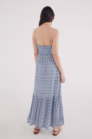 Vestido Midi con Estampado Geométrico.