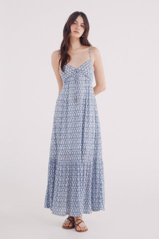 Vestido Midi con Estampado Geométrico.