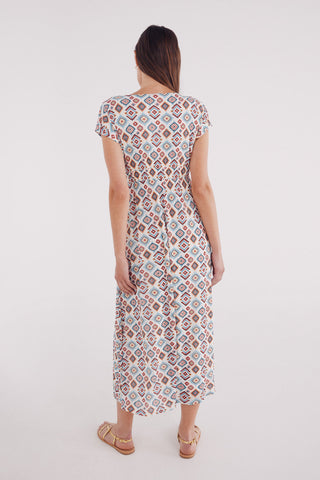 Vestido Midi con Estampado de Rombos