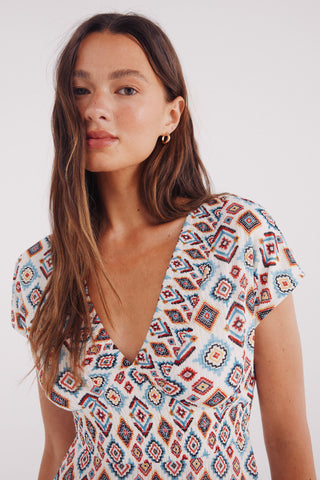 Vestido Midi con Estampado de Rombos