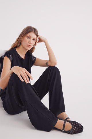 Bailarina Plana de Rejilla con Tira.