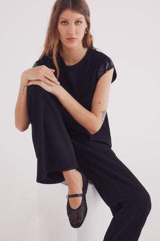 Bailarina Plana de Rejilla con Tira.