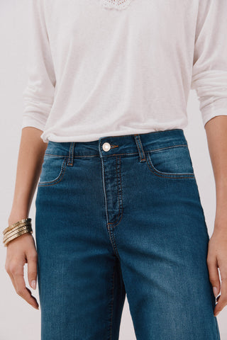 Jeans Wide Leg Talle Alto con Bolsillos