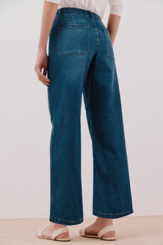 Jeans Wide Leg Talle Alto con Bolsillos