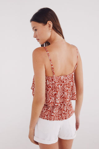 Blusa de Tirantes con Estampado Tropical