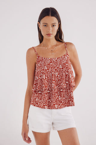 Blusa de Tirantes con Estampado Tropical