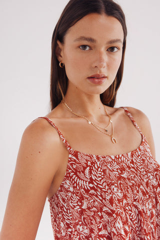 Blusa de Tirantes con Estampado Tropical