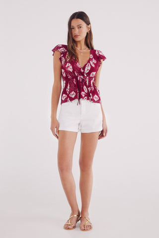 Blusa Manga Corta Cruzada con Estampado