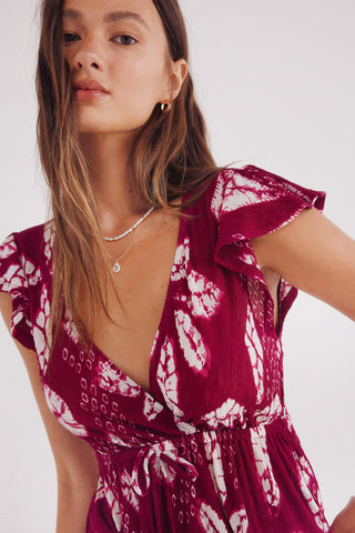 Blusa Manga Corta Cruzada con Estampado