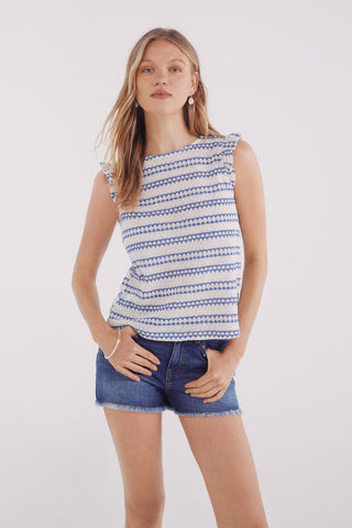Camiseta con Detalle de Volantes Estampado