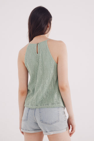 Blusa Escote Halter de Crochet