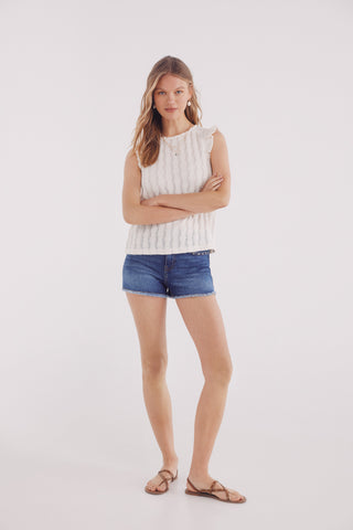 Camiseta sin Mangas con Detalle de Volantes
