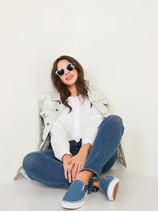 Jeans Tobillero Talle Alto con Bolsillos