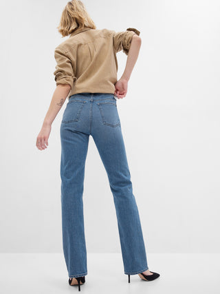 Jeans Rectos Talle Alto con Bolsillos.