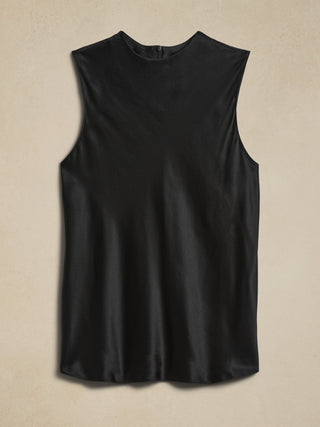 Blusa Cuello Alto sin Mangas de Seda
