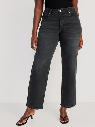 Jeans Holgados Talle Alto con Bolsillos