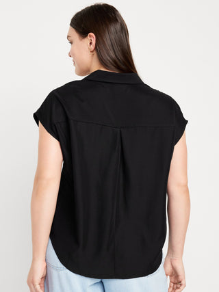 Blusa Manga Corta con Bolsillos Delanteros