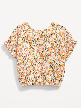 Blusa Manga Corta con Estampado Floral, Bebé