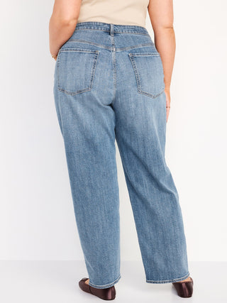 Jeans Holgados Talle Alto con Bolsillos