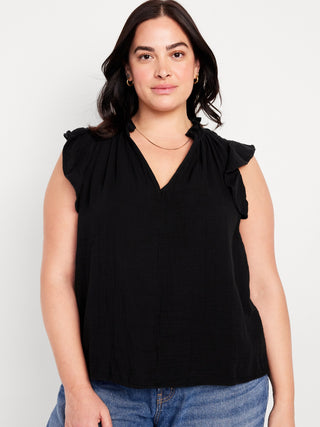 Blusa sin Mangas Efecto Arrugado