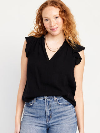 Blusa sin Mangas Efecto Arrugado