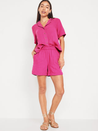 Short Talle Alto con Cintura Elástica de Algodón