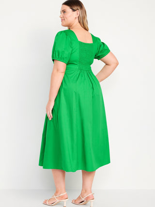 Vestido Midi con Cintura Imperio de Algodón