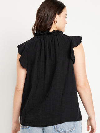 Blusa sin Mangas Efecto Arrugado