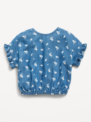 Blusa Denim con Estampado Floral, Bebé