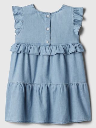 Vestido Denim Mangas con Vuelo, Niña