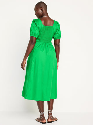 Vestido Midi con Cintura Imperio de Algodón