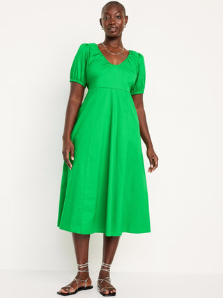 Vestido Midi con Cintura Imperio de Algodón