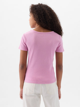 Camiseta Manga Corta de Canalé, Niña