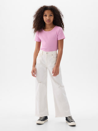 Camiseta Manga Corta de Canalé, Niña