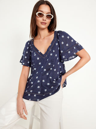 Blusa Manga Corta con Volantes