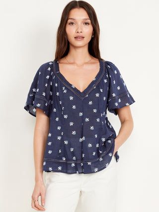 Blusa Manga Corta con Volantes