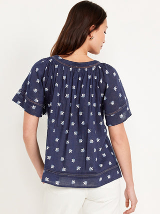 Blusa Manga Corta con Volantes