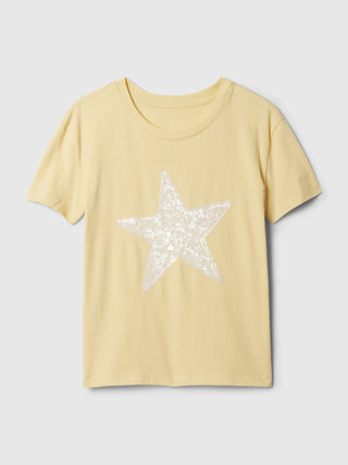 Camiseta Manga Corta Gráfico con Lentejuelas, Niña