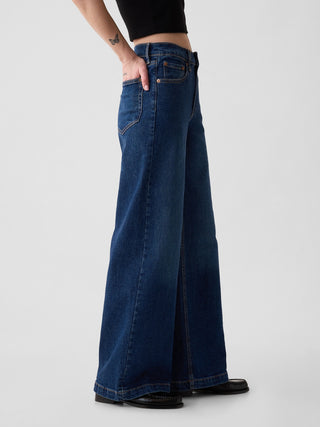 Jeans Anchos Talle Alto con Bolsillos
