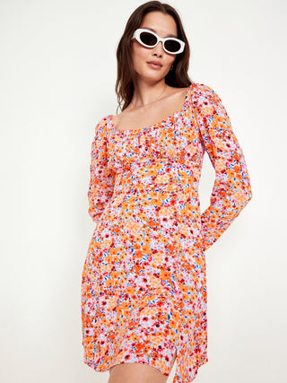 Vestido Manga Larga con Escote Corazón