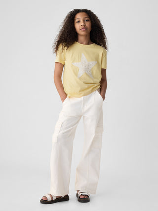 Camiseta Manga Corta Gráfico con Lentejuelas, Niña