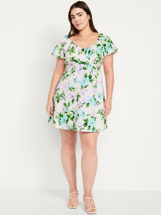 Vestido Manga Corta con Estampado Floral