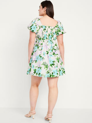 Vestido Manga Corta con Estampado Floral